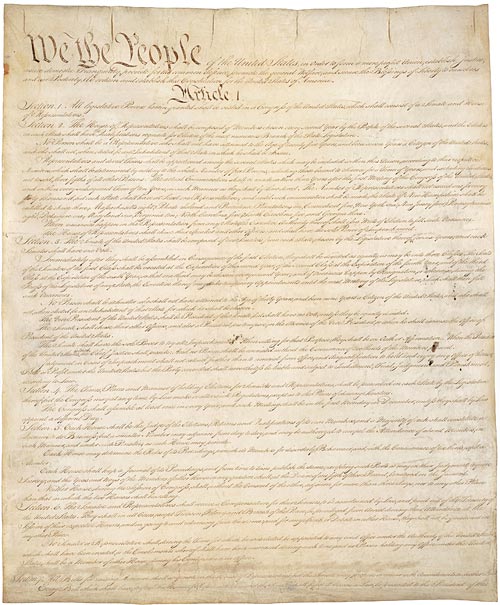 ABD Anayasası’nın 1787 tarihli ilk sayfasının National Archives dijital kopyası.