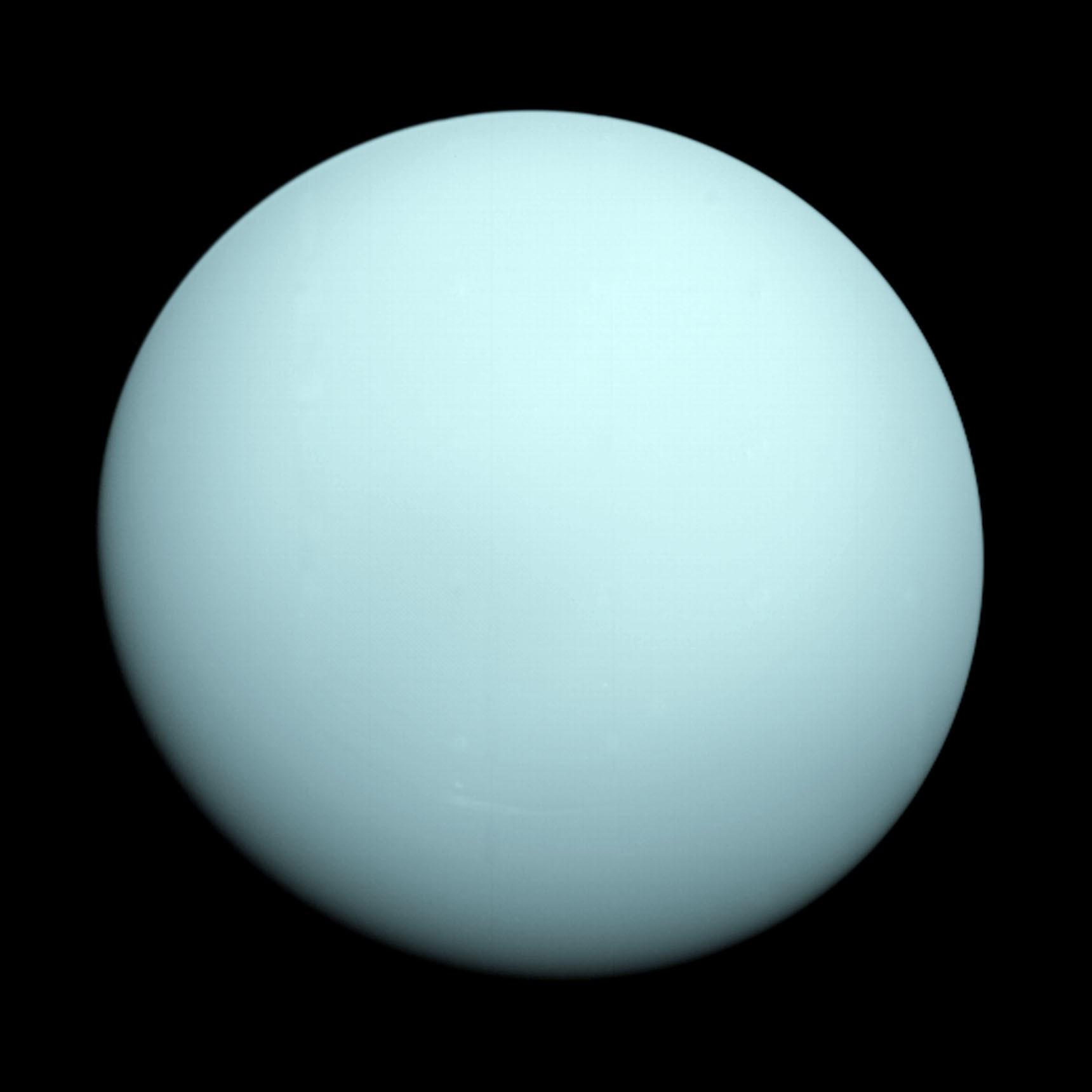 Voyager 2’nin 1986’da kaydettiği Uranüs görüntüsü (PIA18182).